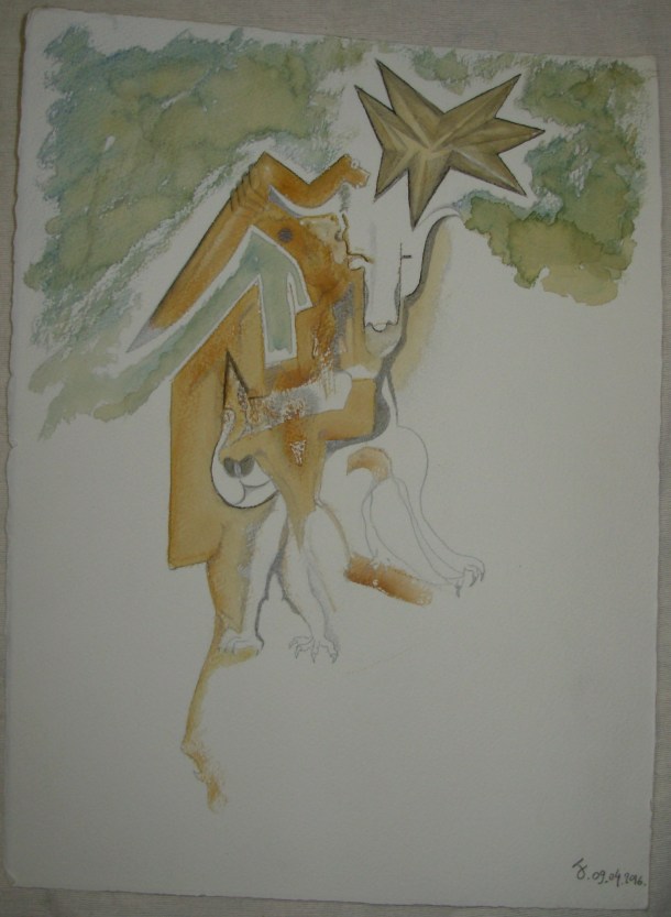 Encre et aquarelle s/arches 300 g. 28,5 x 38,5 cm. 09.04.2016.