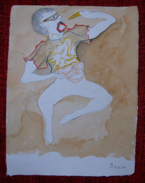 aquarelle et café s/papier 30,5 x 40,5 cm. 12. 06. 2016.