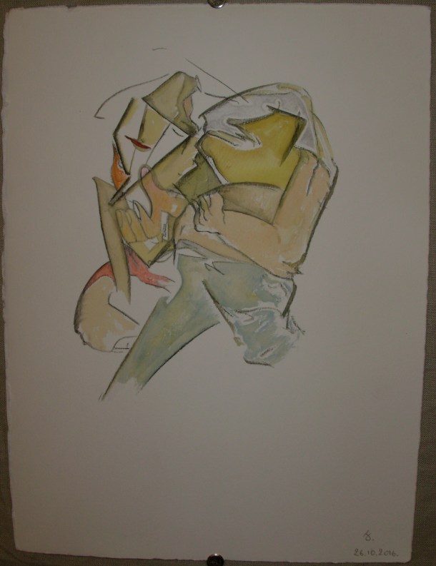 aquarelle et pierre noire s/ Fabriano. 28,5 x 38,5 cm. 26. 10. 2016.