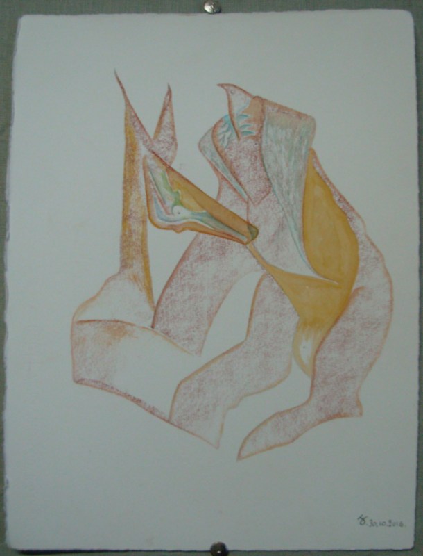 sanguine grasse, encre et aquarelle s/Fabriano. 28,5 x 38,5 cm. 30. 10. 2016. 