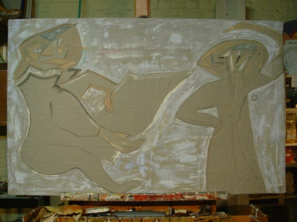 huile s/toile écrue  76 x 120 cm. 07.11.2016.