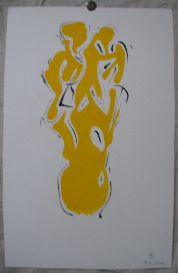 encre de chine et huile s/carton Ingres. 19 x 30 cm. 19. 11. 2016.