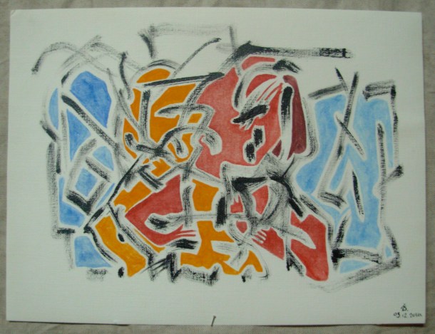 huile et encre de chine s/papier pour peinture à l'huile n°2 Schoellershammer. 24 x 32 cm. 03. 12. 2016.